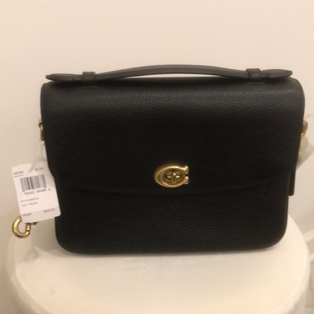 Coach Black and Gold Satchel with Structured Design
